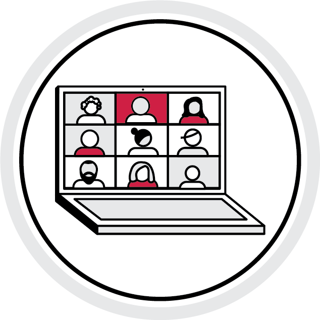 illustration of laptop computer with video conferencing