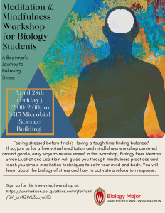 Meditation and Mindfulness Workshop for Biology Students April 28, 2023