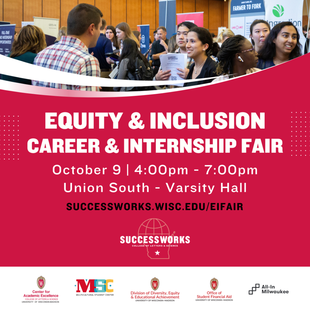 Equity and Inclusion Career & Internship Fair Union South October 9, 2024 @ 4:00 pm - 7:00 pm