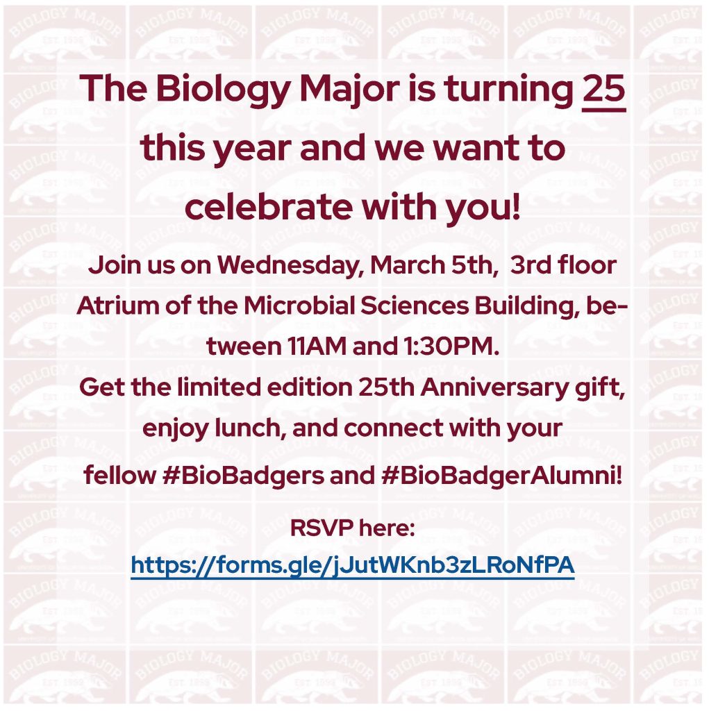 Biology Major 25th anniversary celebration March 5, 2025